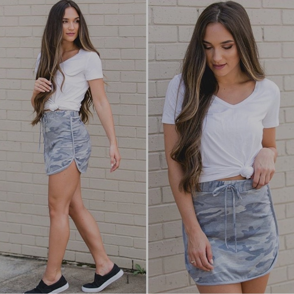 Camo front-tie skirt